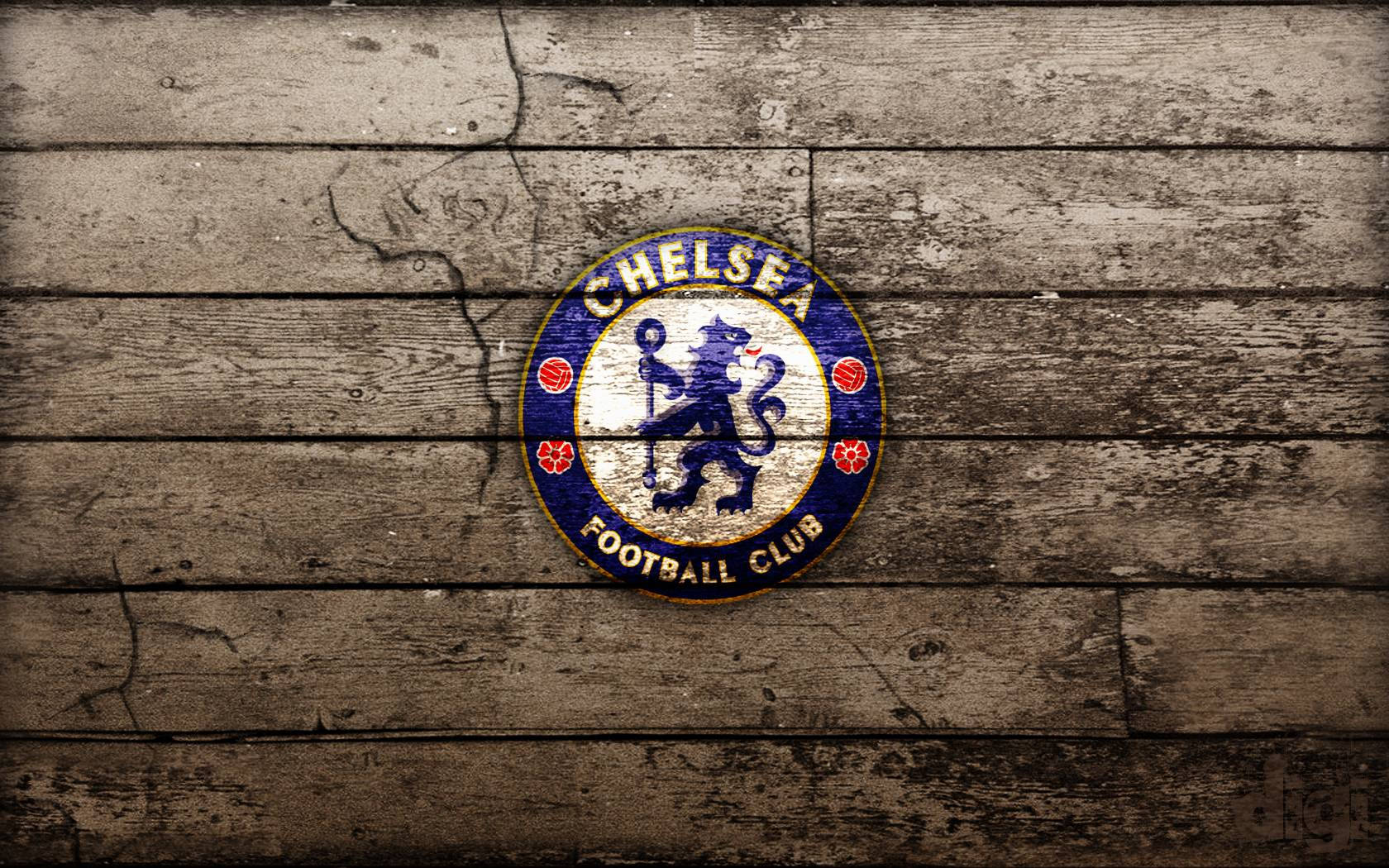 Chelsea Fc Logo Painted On Wood Wallpaper