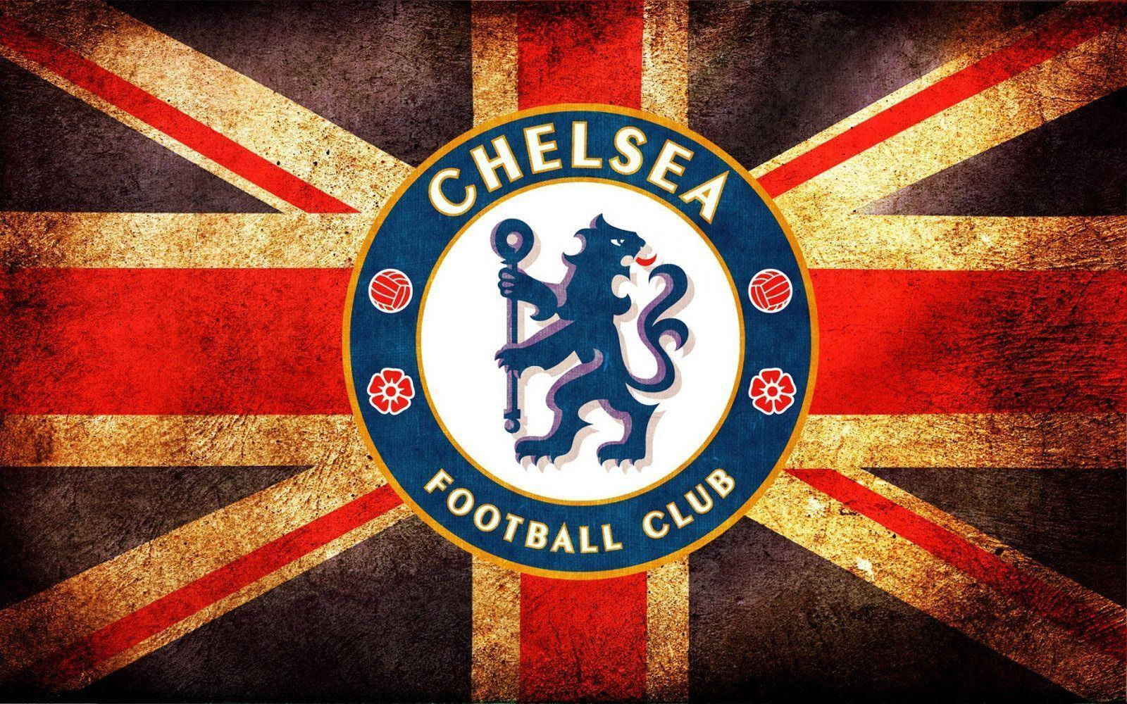 Chelsea Fc Logo With Uk Flag Wallpaper