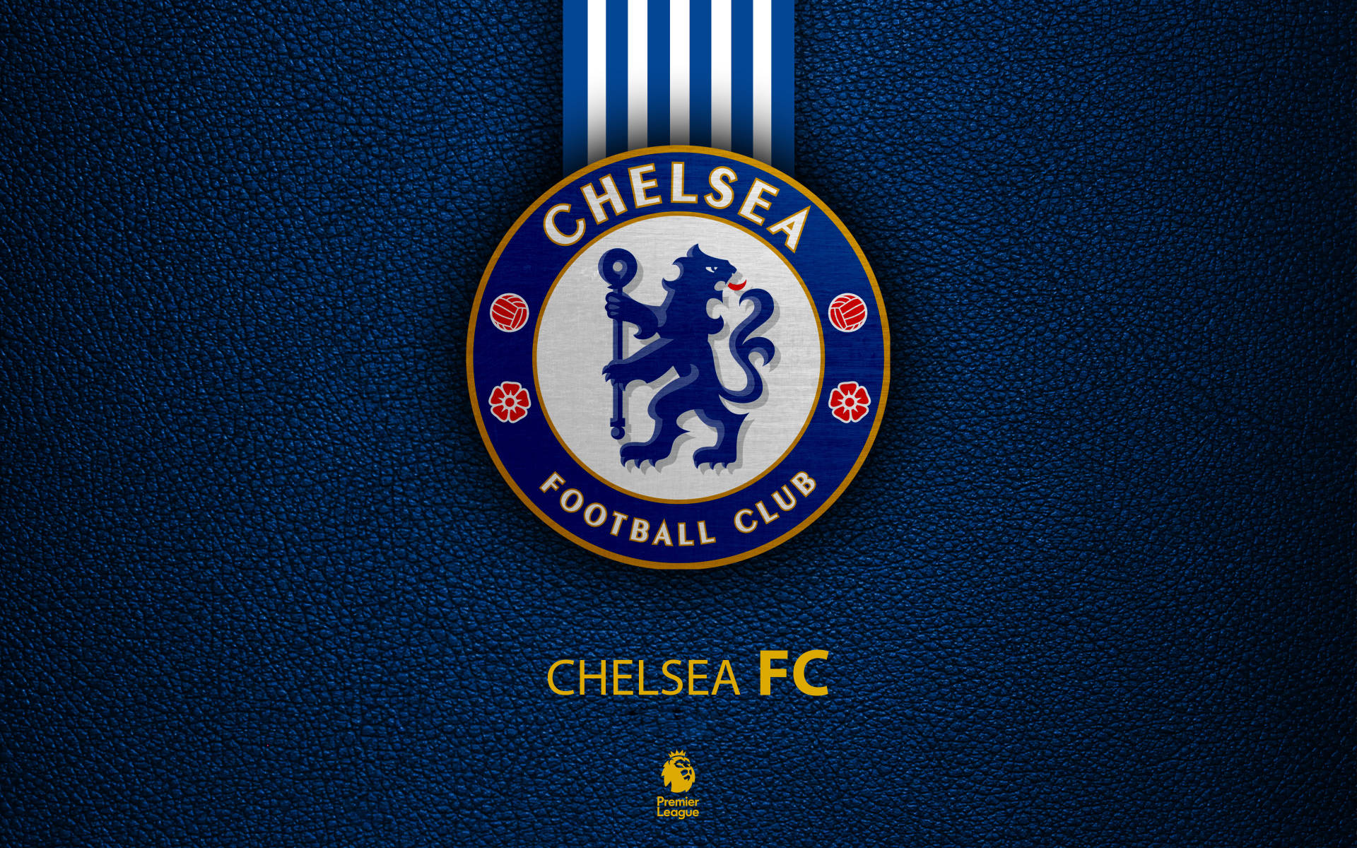 Chelsea Fc On Blue Leather Background