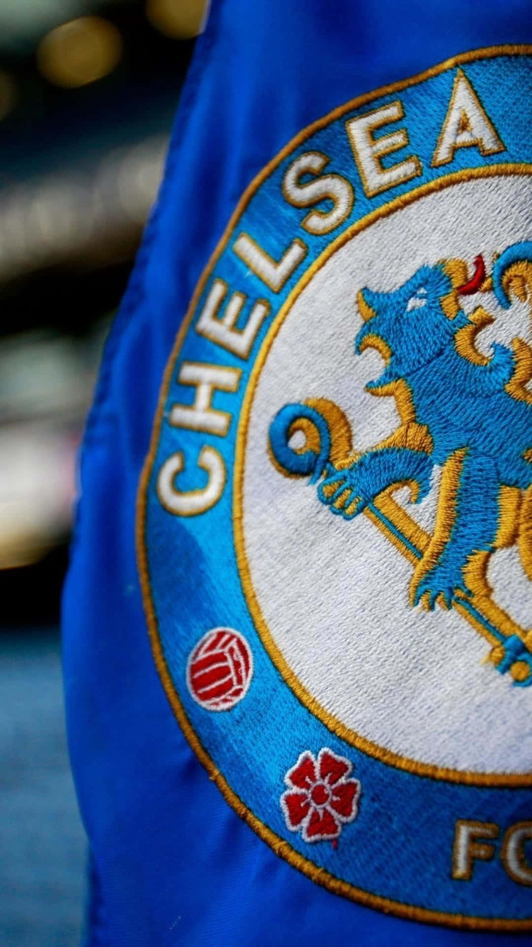 Chelsea FC-logo på et blå flag Wallpaper