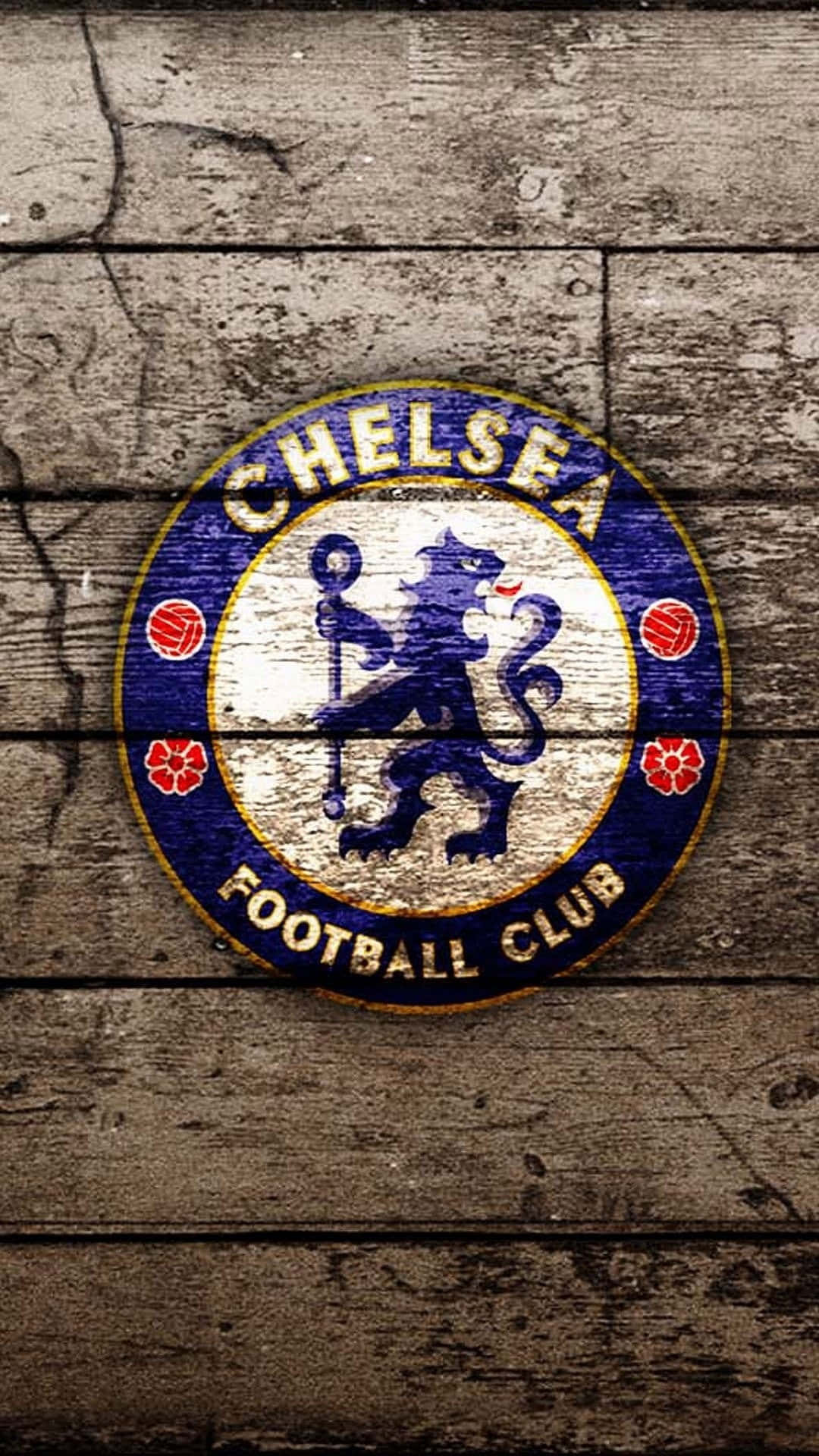 Logoet fra Chelsea på en træ baggrund Wallpaper