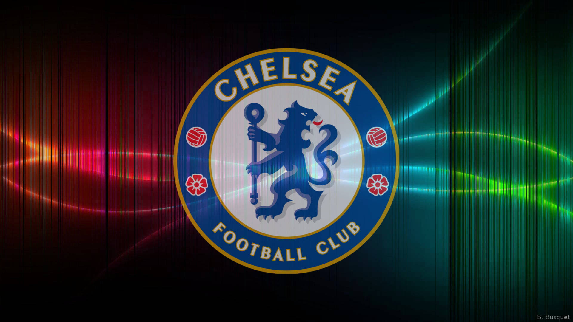 Chelsea Logo And Neon Line Background