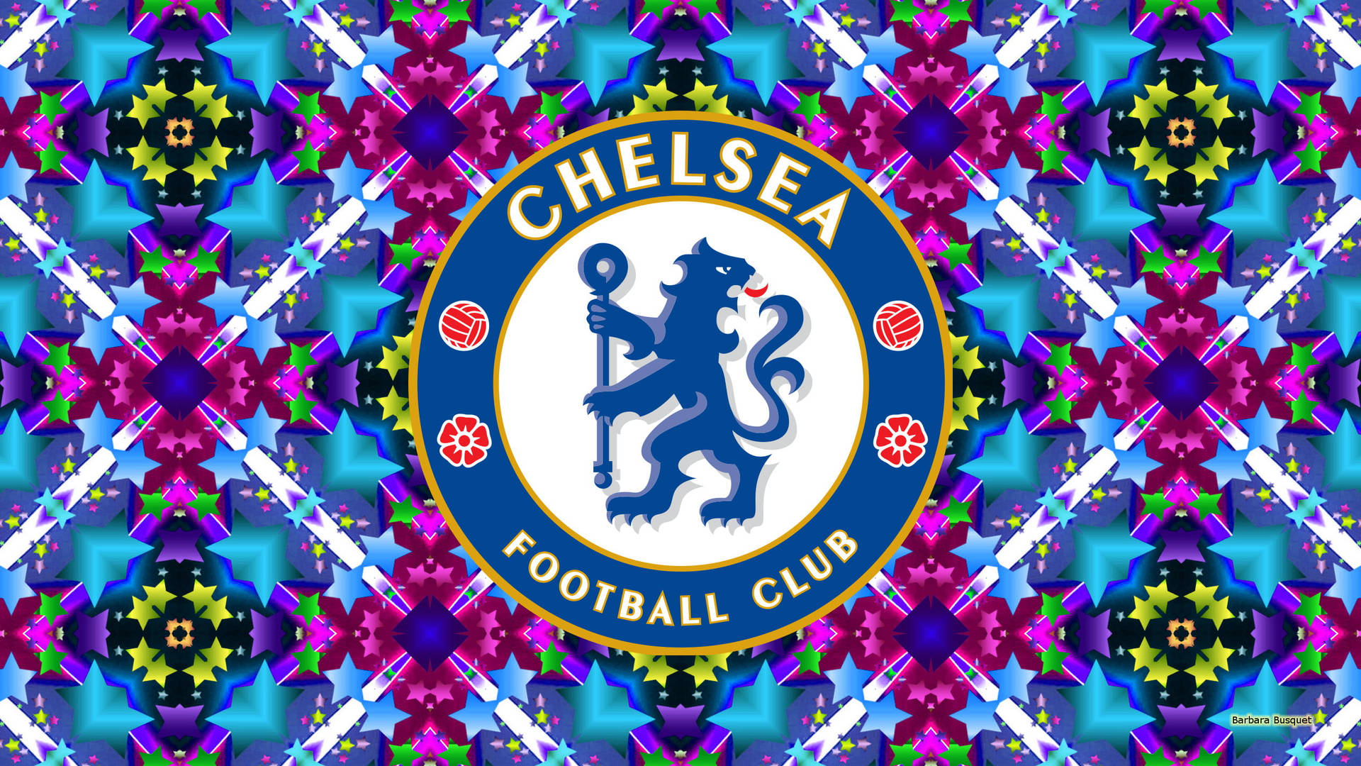 Chelsea Logo In Fractal Pattern Background