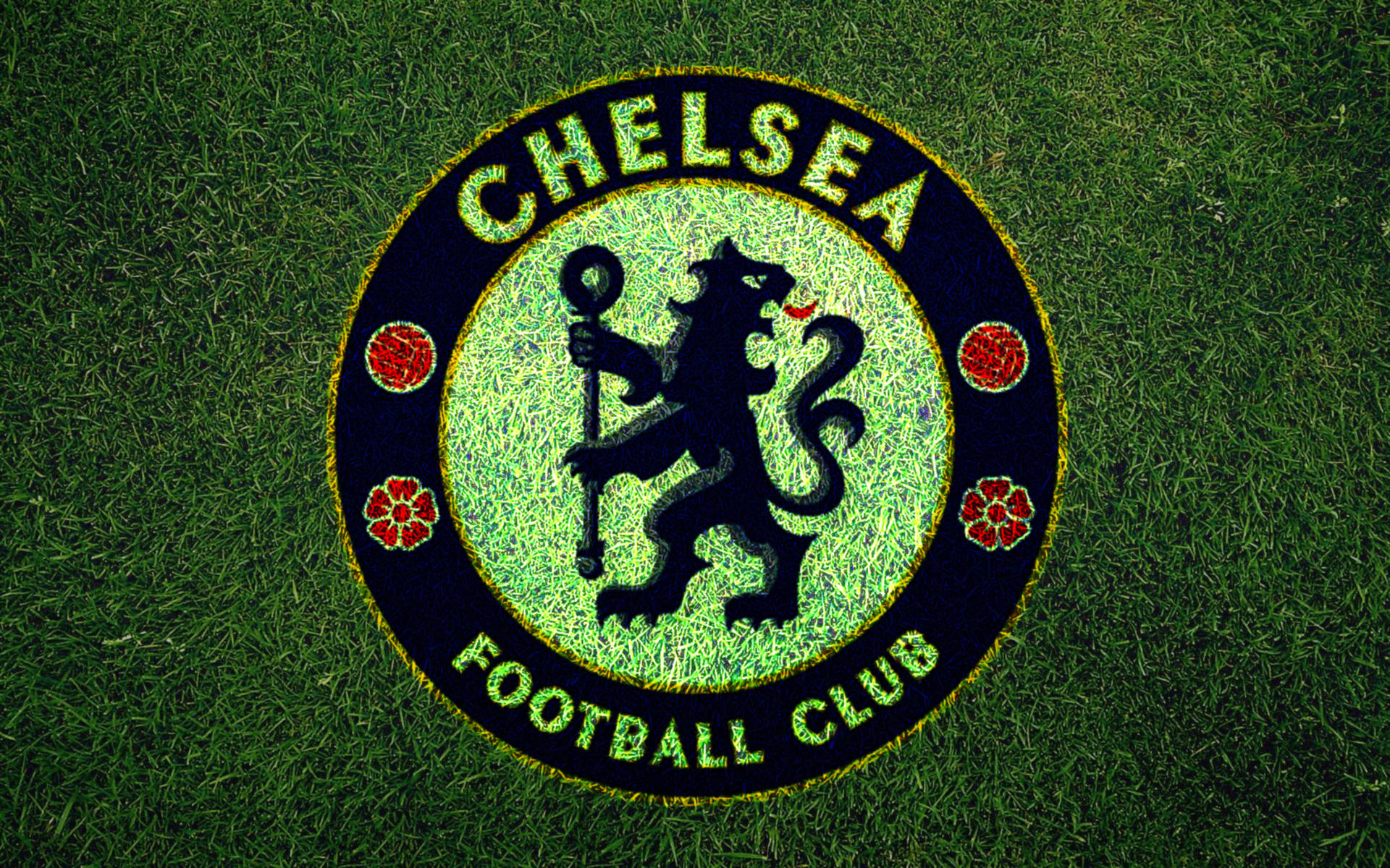 Chelsea Logo On Grass Wallpaper