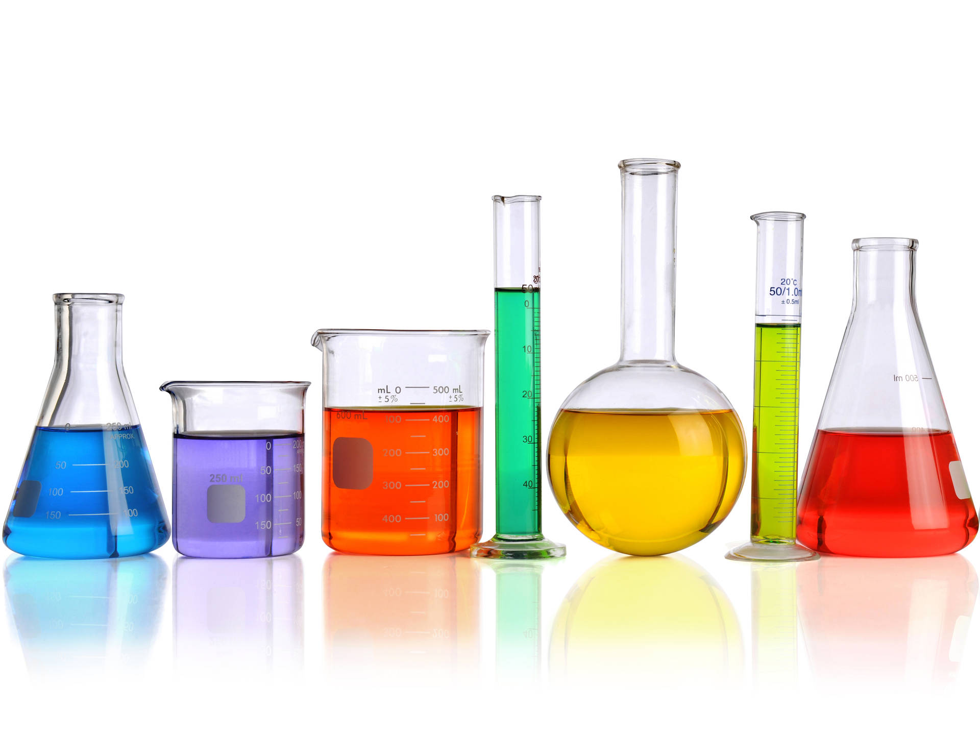 Chemistry Colored Solution Flasks Wallpaper