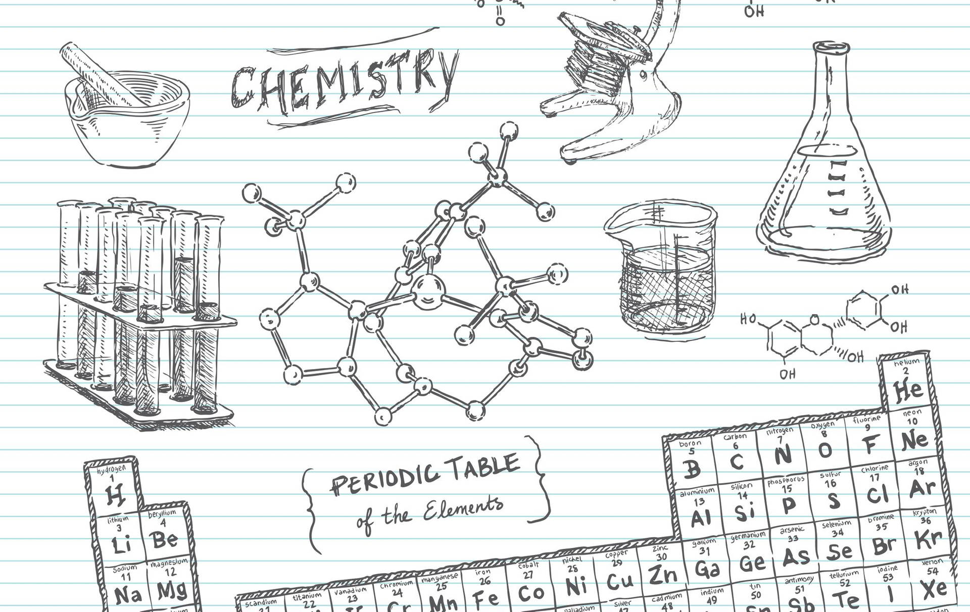 Chemistry Periodic Table Sketch Wallpaper