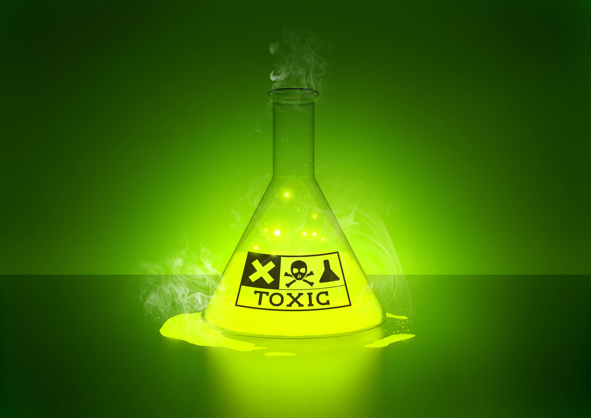 Toxic Beaker With Smoke And Green Light