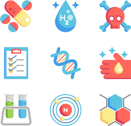 Chemistry Related Icons Set PNG