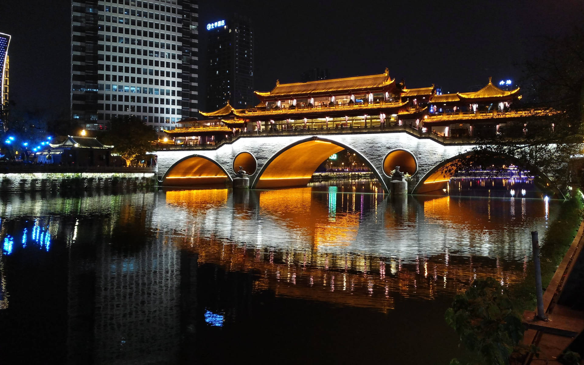 Chengdu Bridge Scenery Wallpaper