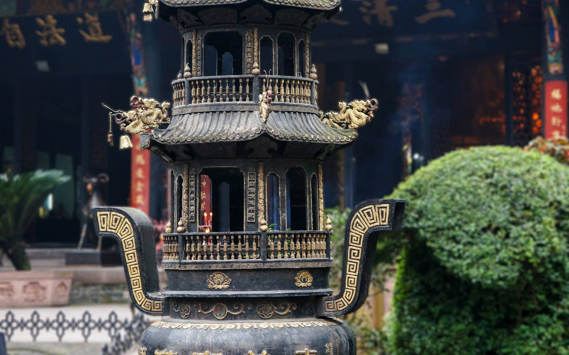 Vista Del Tempio Di Chengdu Sfondo