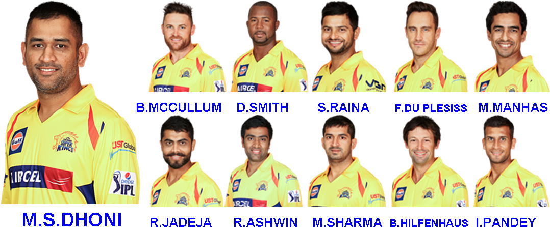 Chennai Super Kings Team Portrait PNG