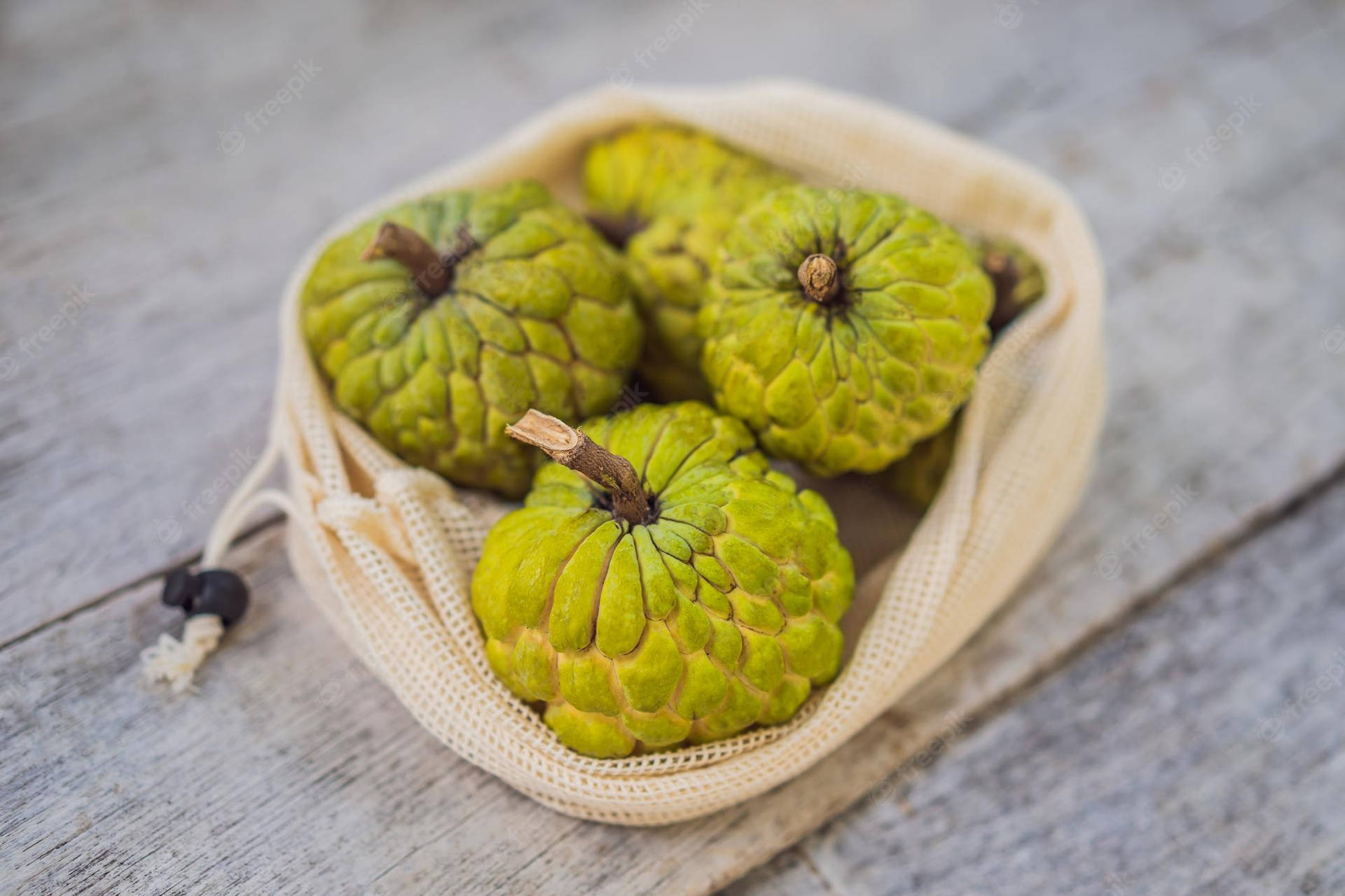 Cherimoya Fruit In Cute String Bag Picture