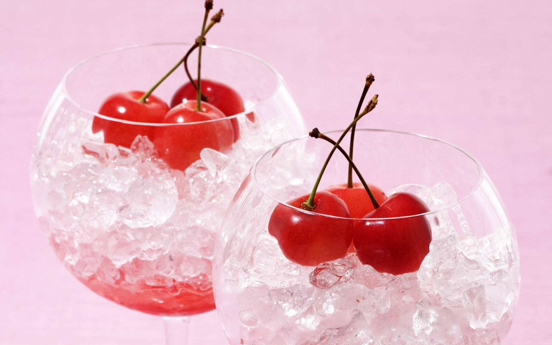 Cherries On Ice Chips Wallpaper