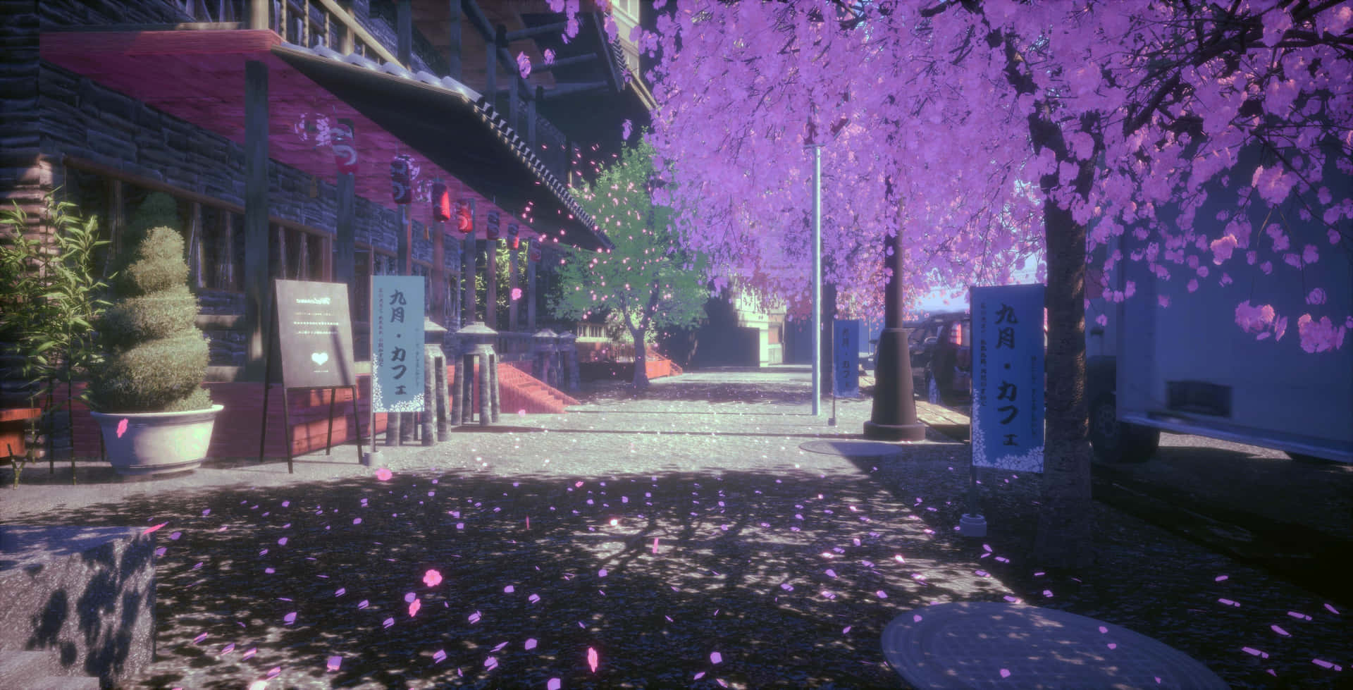 Cherry Blossom Alleyway.jpg Wallpaper