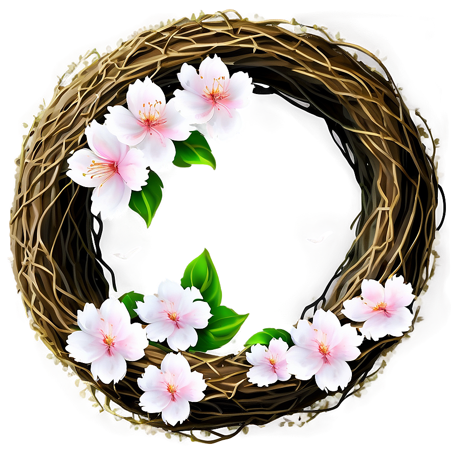 Cherry Blossom And Bird Nest Png 05032024 PNG