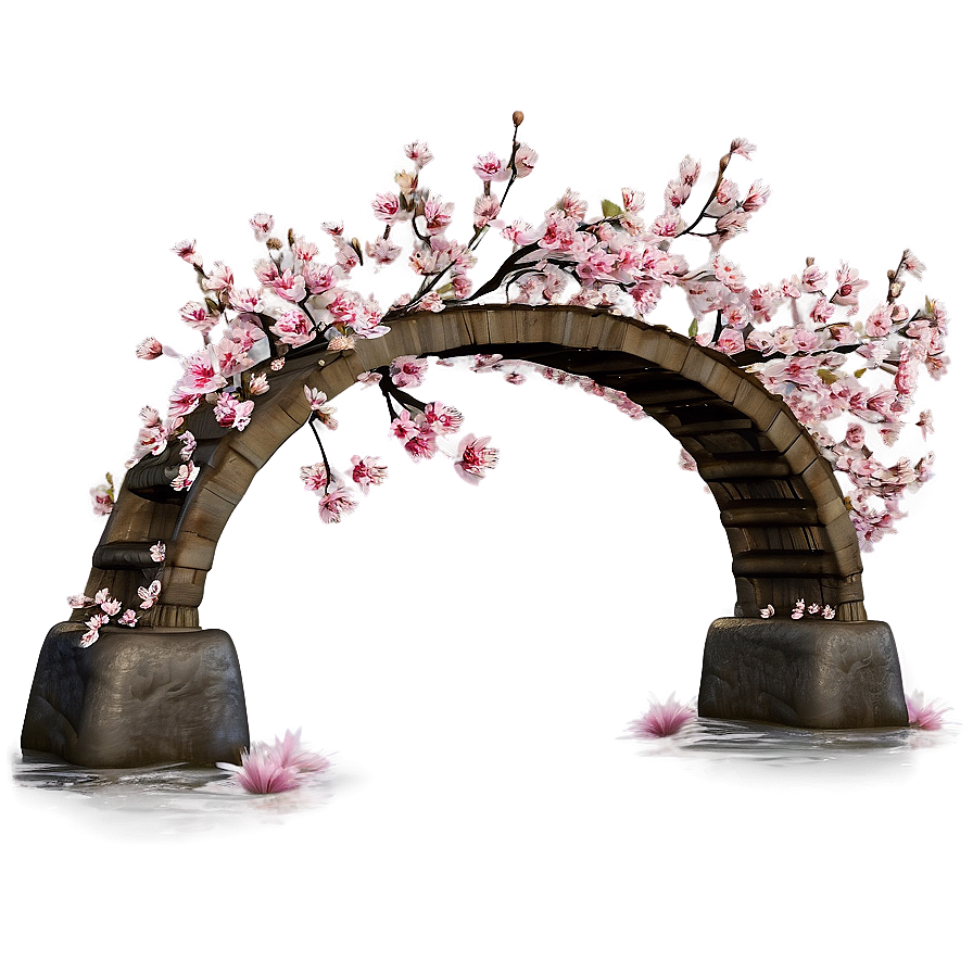 Cherry Blossom And Bridge Scene Png Gwd99 PNG