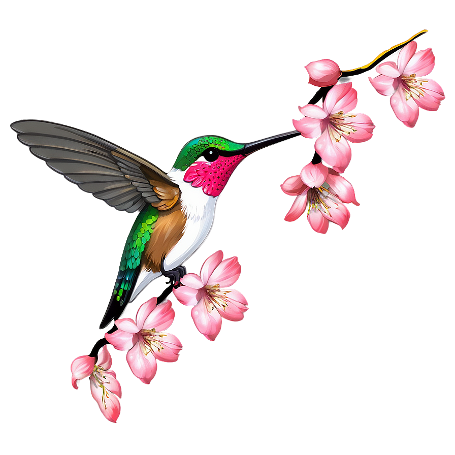 Cherry Blossom And Hummingbird Png Uxp69 PNG