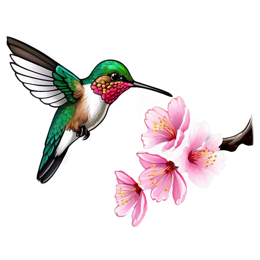 Cherry Blossom And Hummingbird Png Yne PNG