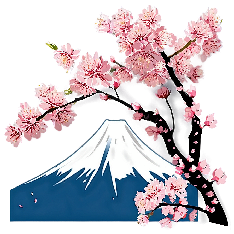 Cherry Blossom And Mountain Fuji Png Fla37 PNG