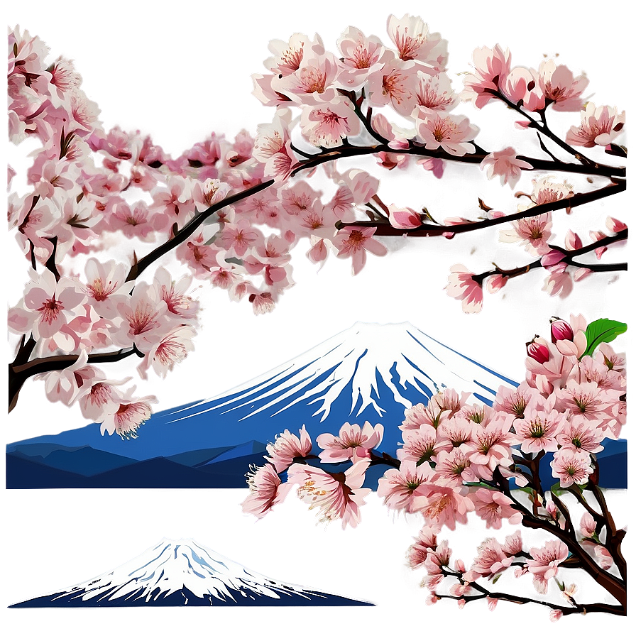 Cherry Blossom And Mountain Fuji Png Fsp78 PNG