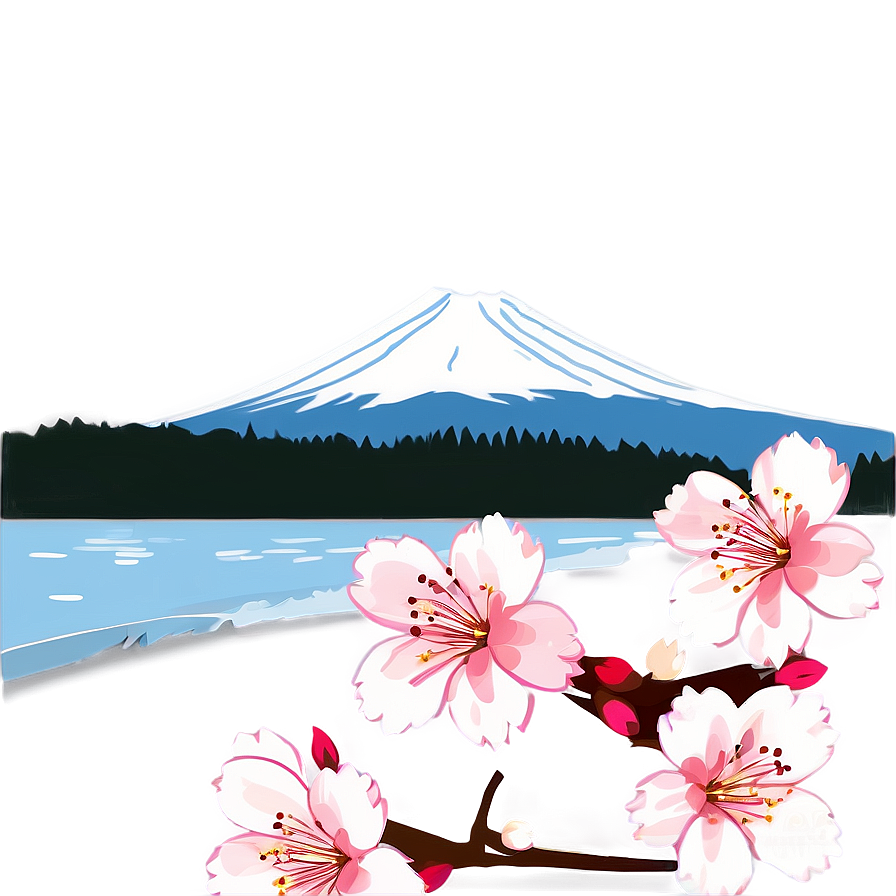 Cherry Blossom And Mountain Fuji Png Tyl6 PNG