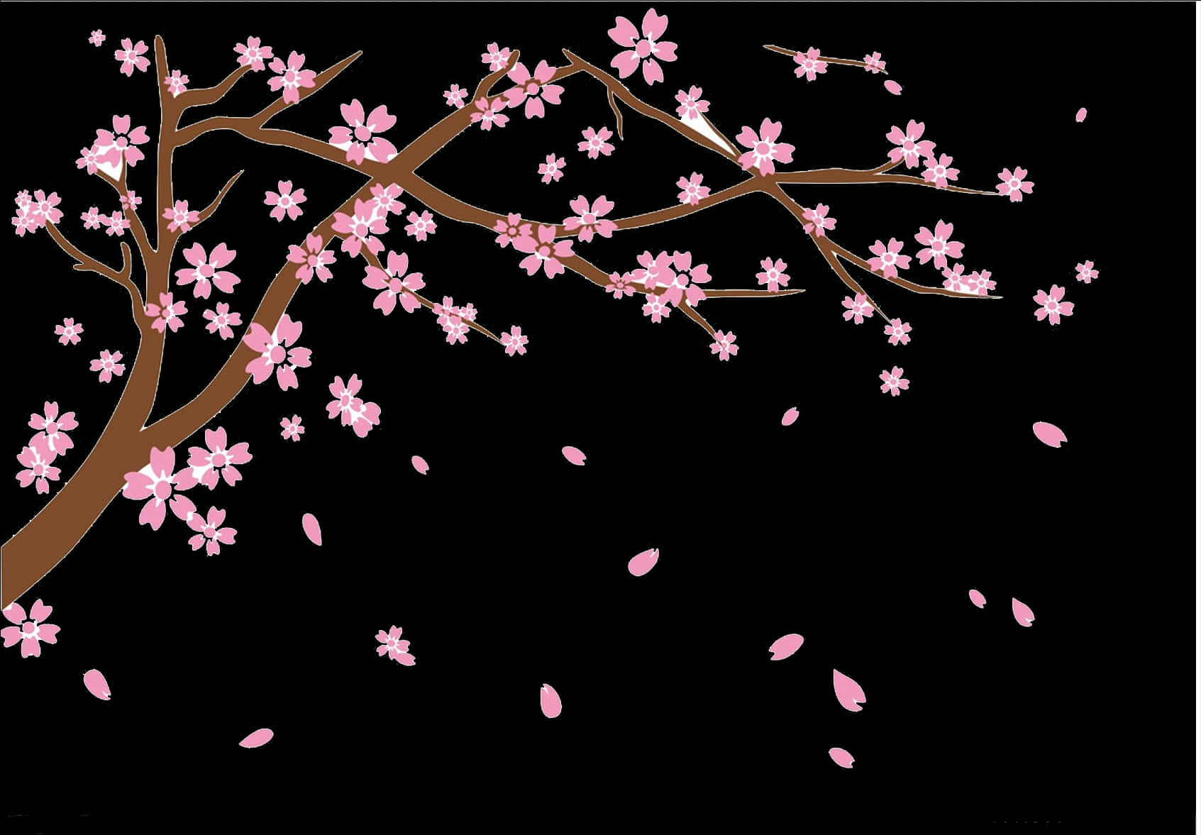 Cherry Blossom Branch Artistic Representation PNG