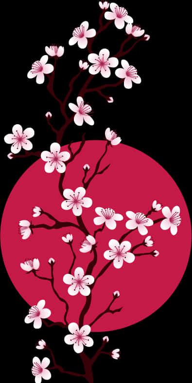 Cherry Blossom Branch Artistic Representation PNG