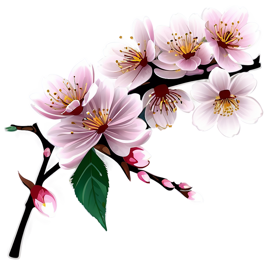 Cherry Blossom Branch Design Png 16 PNG