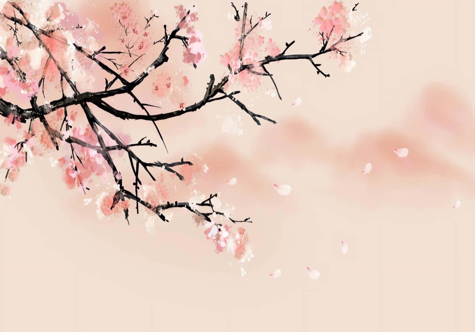 Cherry Blossom Branches Artistic Background Wallpaper