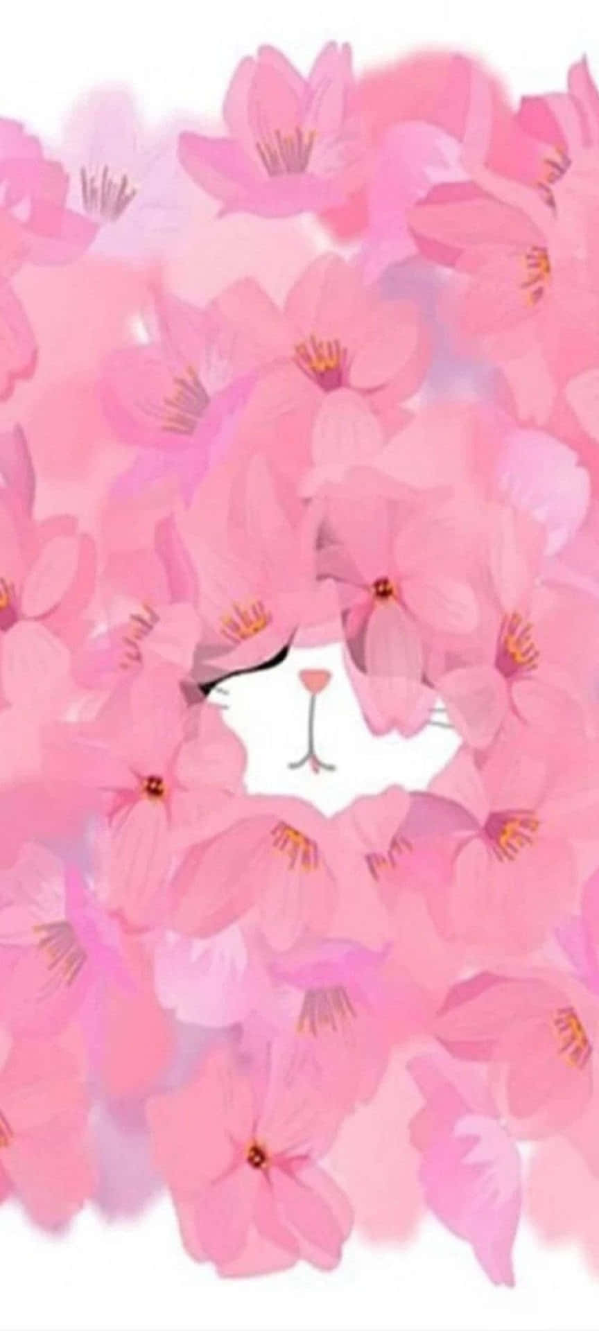 Cherry Blossom Cat Camouflage Wallpaper