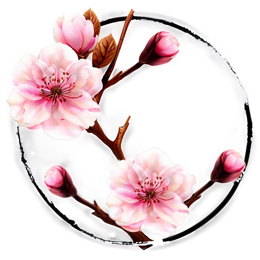 Cherry Blossom Circle Png Hen PNG
