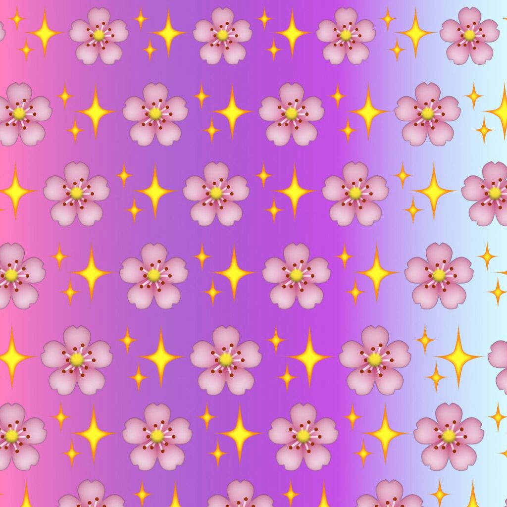 Cherry Blossom Flowers And Sparkles Emoji Wallpaper