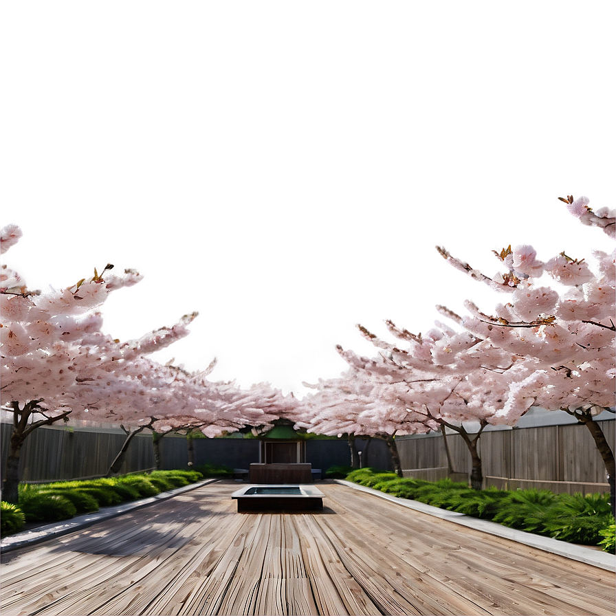 Cherry Blossom Garden Panorama Png Asf91 PNG