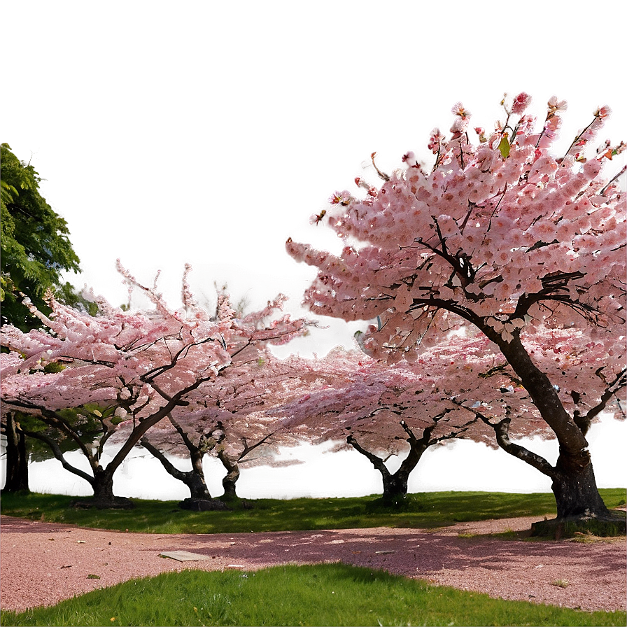 Cherry Blossom Garden Panorama Png Xdv30 PNG