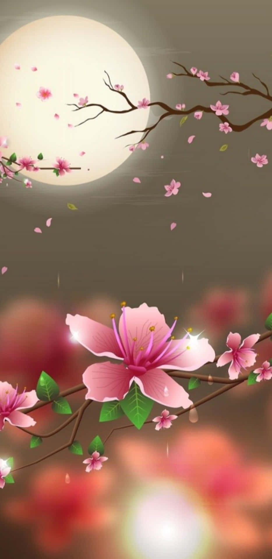 Cherry Blossom Moonlight Wallpaper Wallpaper