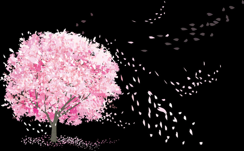 Cherry Blossom Night Breeze PNG