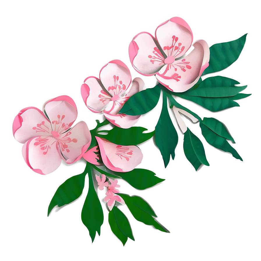 Cherry Blossom Paper Cut Style Png Hnk19 PNG