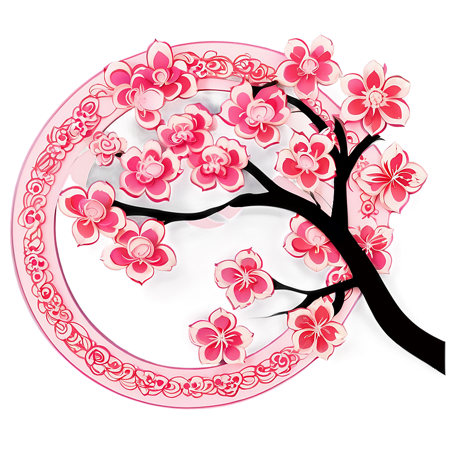 Cherry Blossom Paper Cut Style Png Vop88 PNG