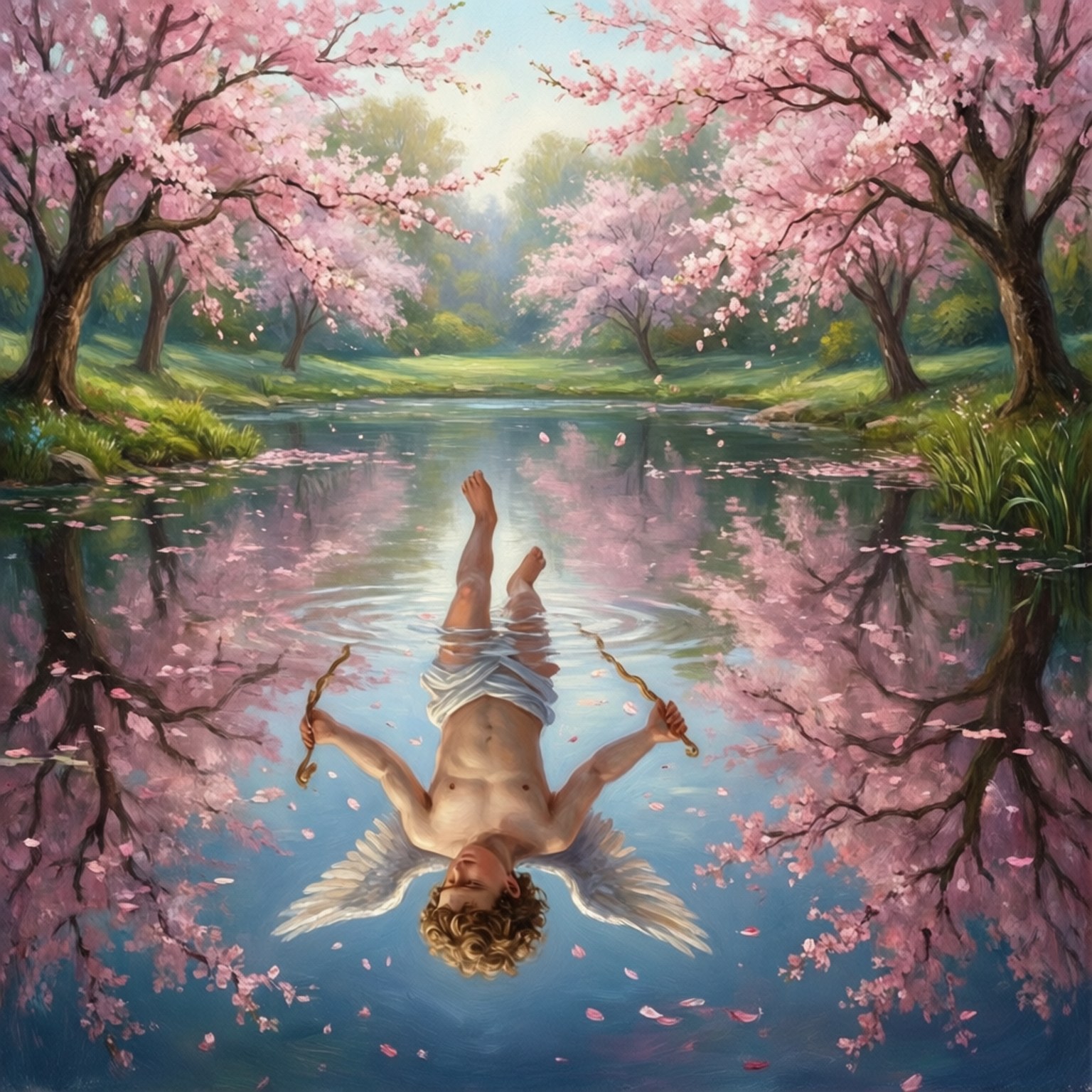 Reflet de Fleurs de Cerisier Fonds d'écran