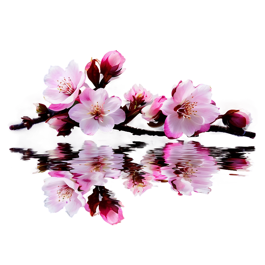 Cherry Blossom Reflection In Water Png 05032024 PNG