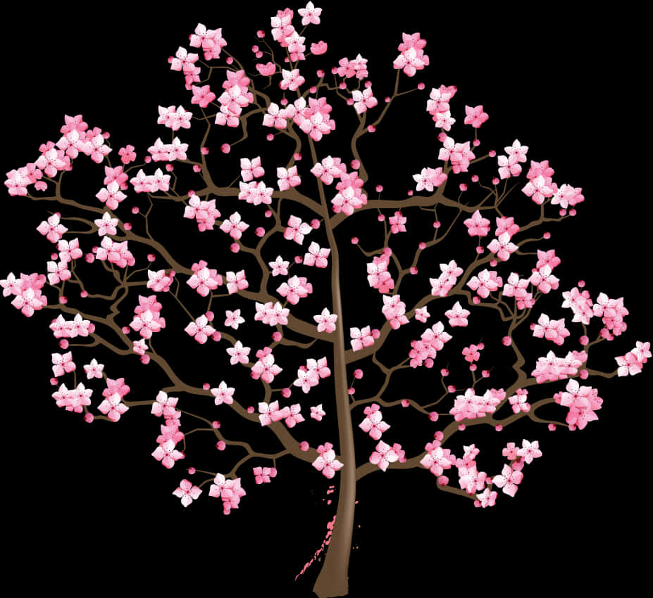 Cherry Blossom Tree Illustration PNG