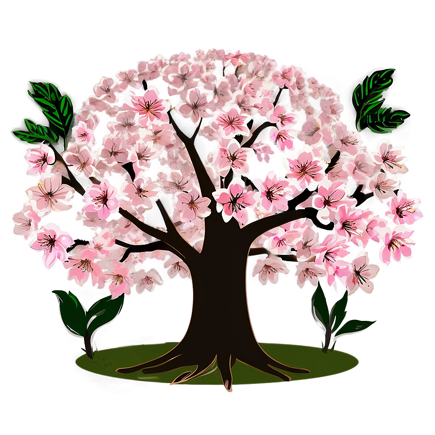 Cherry Blossom Tree Illustration Png 05032024 PNG