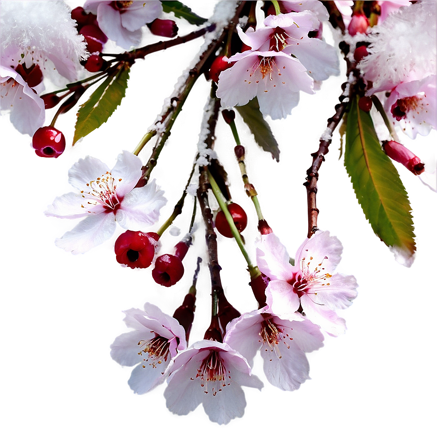 Cherry Blossom With Snow Caps Png Tfm12 PNG