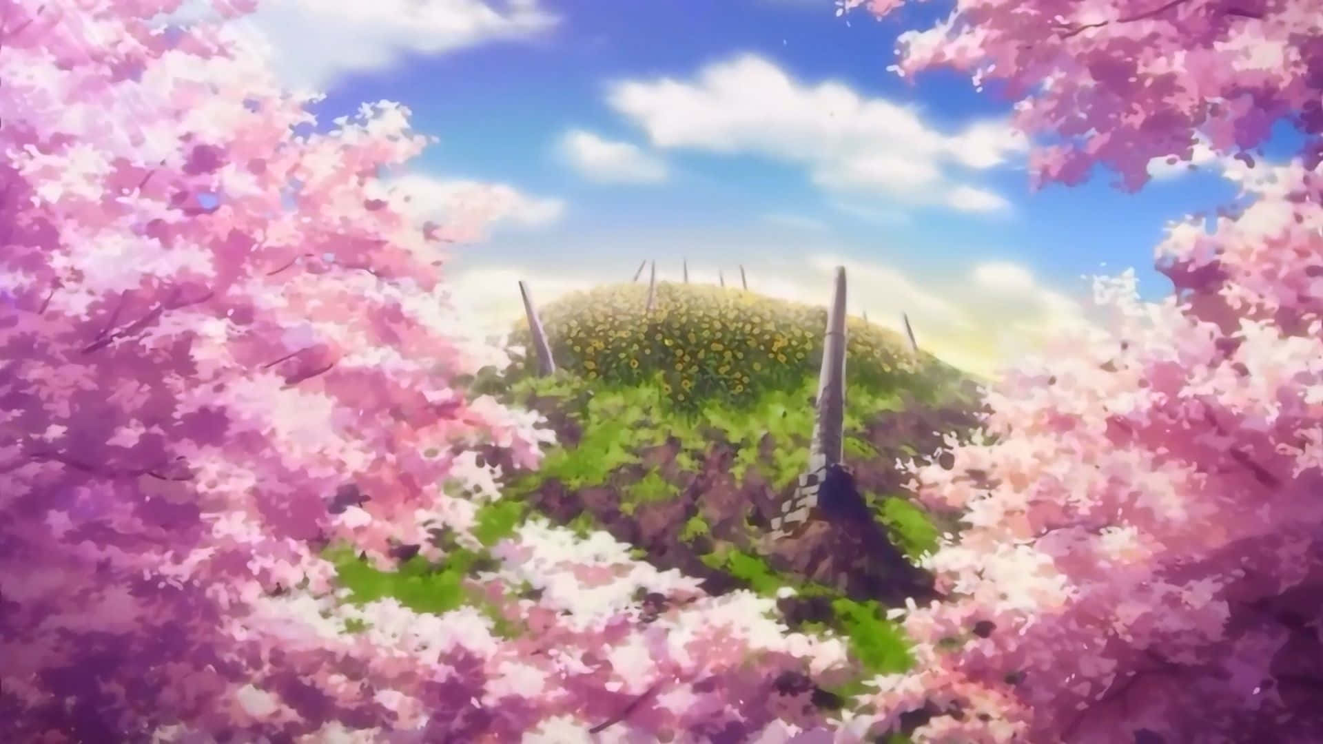 "A Magical World Enveloped in Cherry Blossoms" Wallpaper