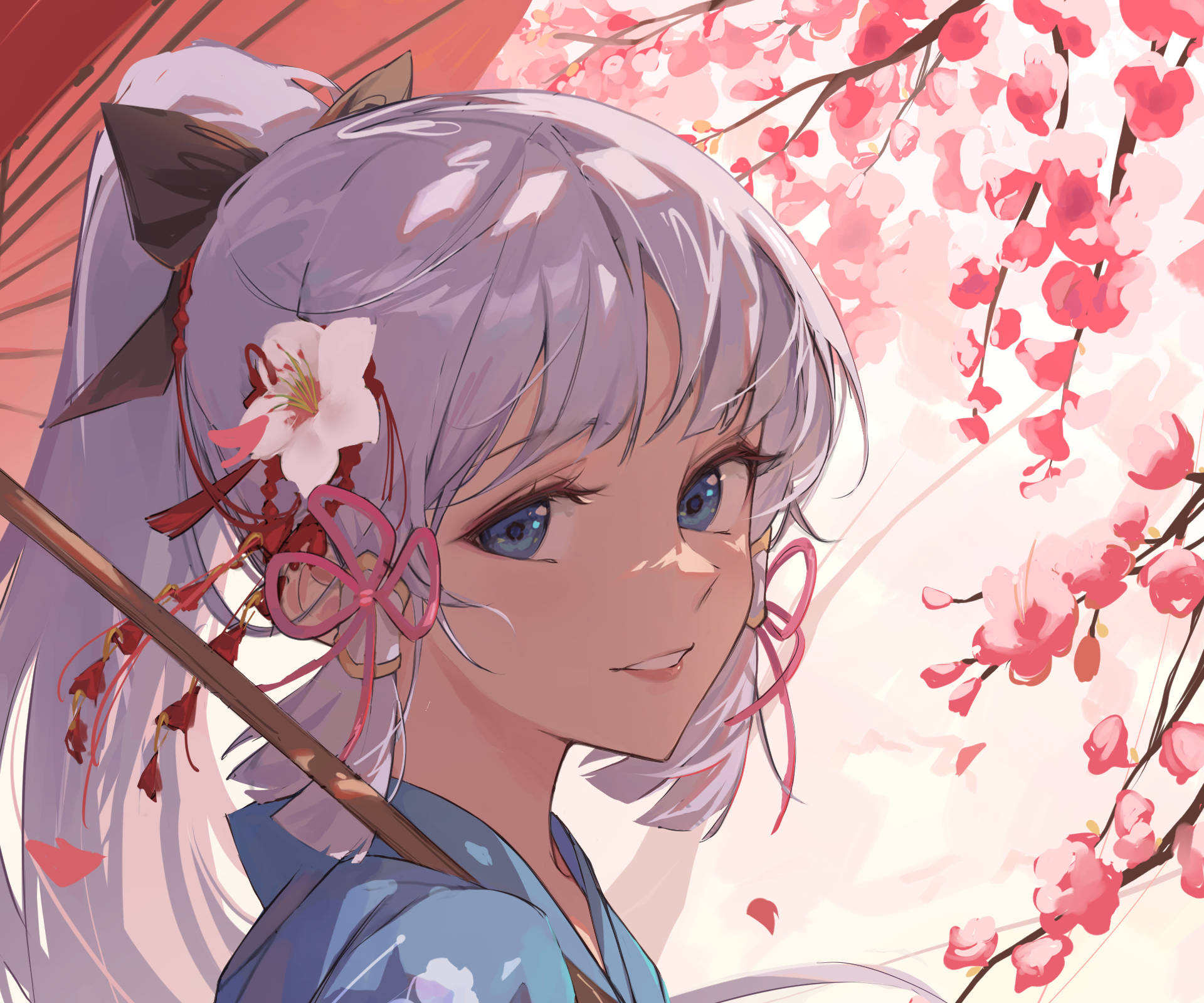 Cherry Blossoms Kamisato Ayaka Wallpaper