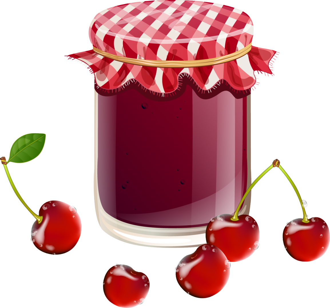 Cherry Jam Jar Illustration PNG