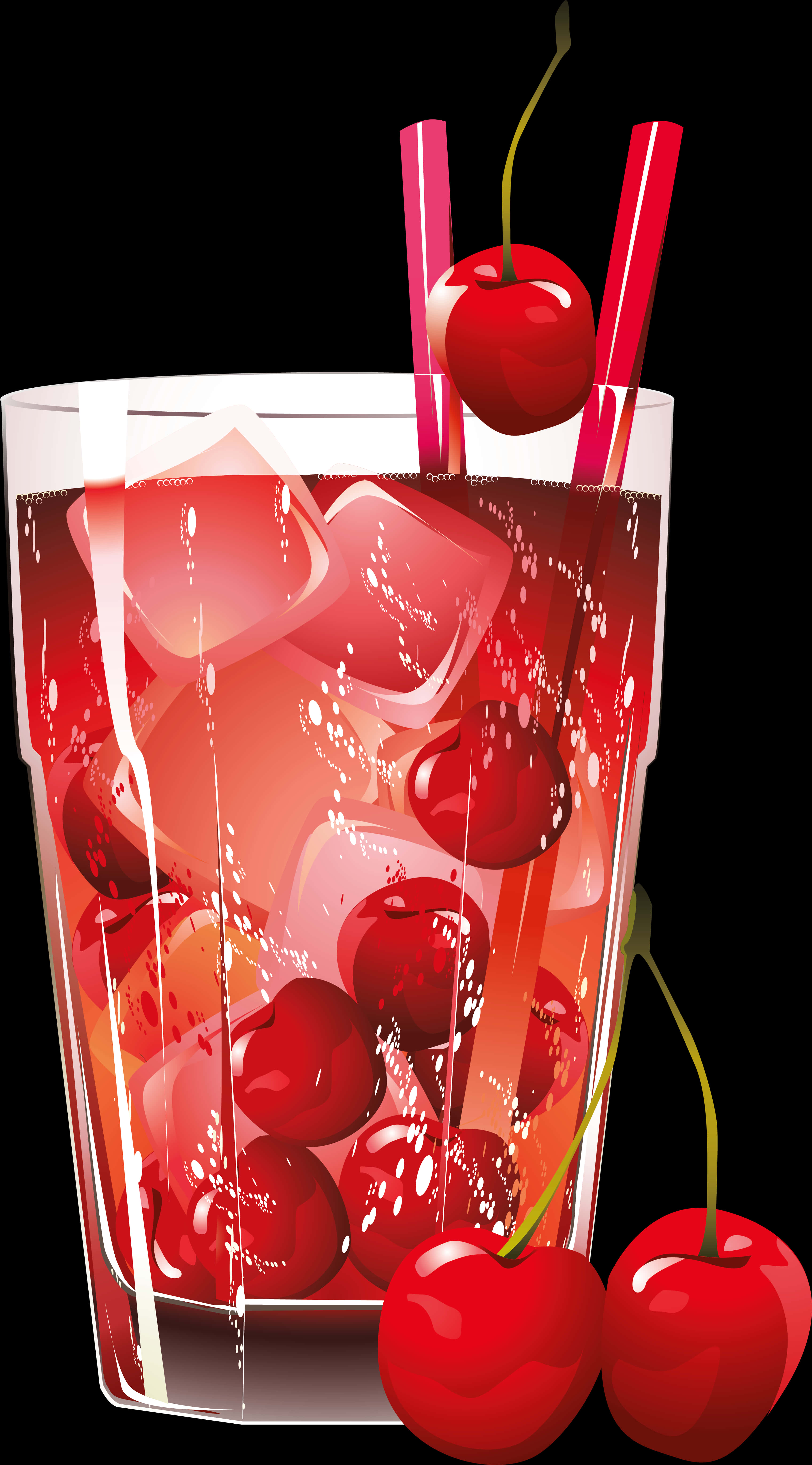 Cherry Juice Glass Illustration PNG