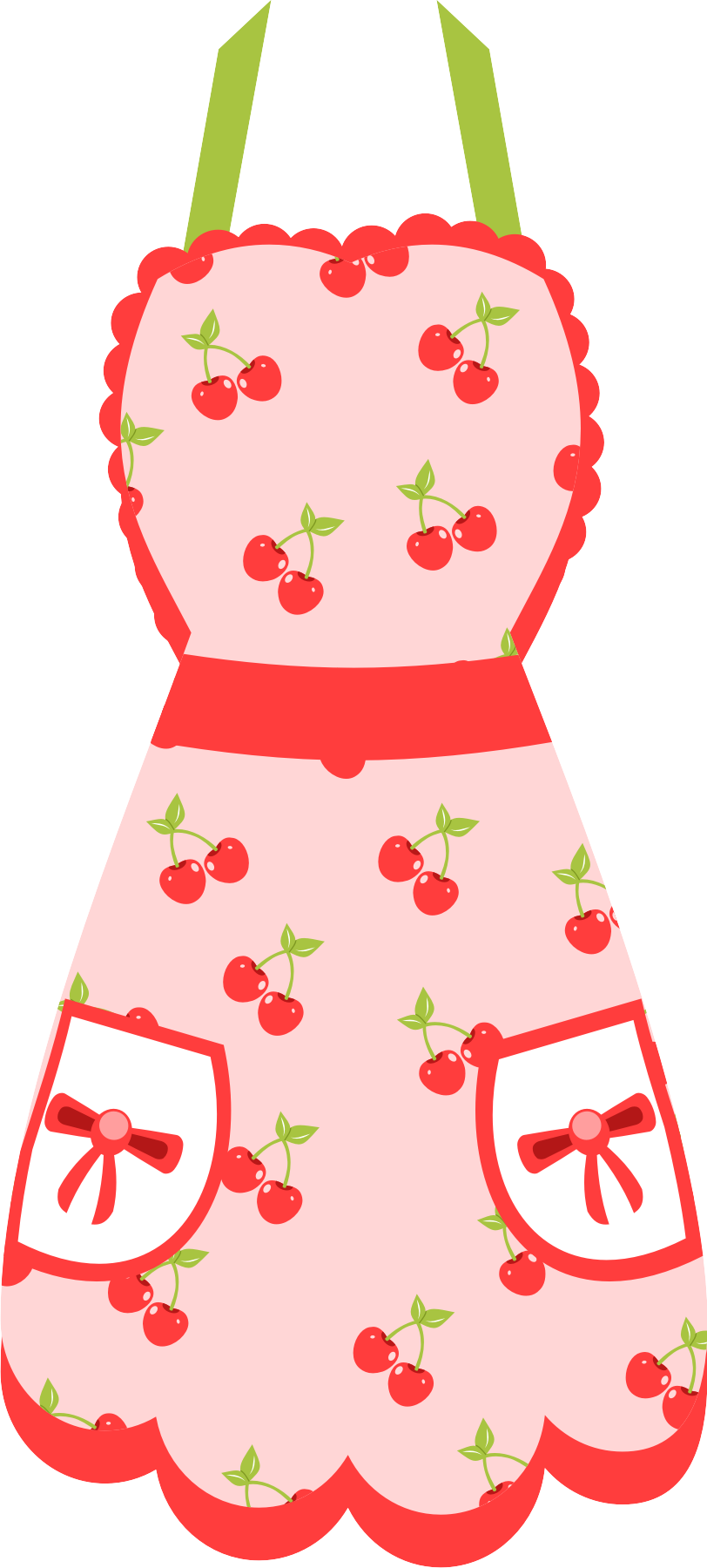 Cherry Patterned Pink Apron PNG