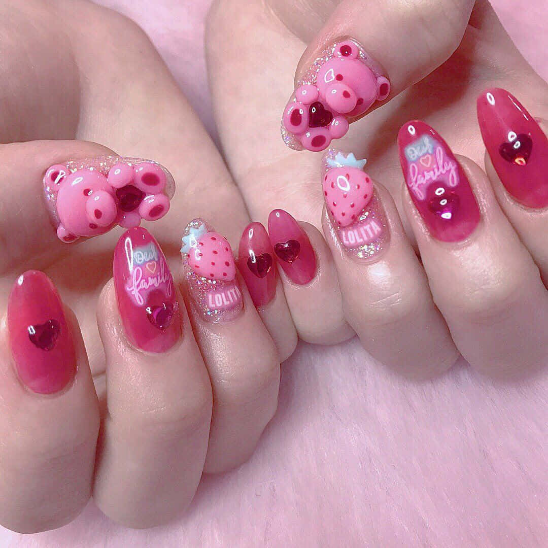 Cherry Pink Nails Pictures