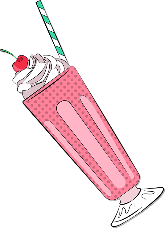 Cherry Top Milkshake Illustration PNG